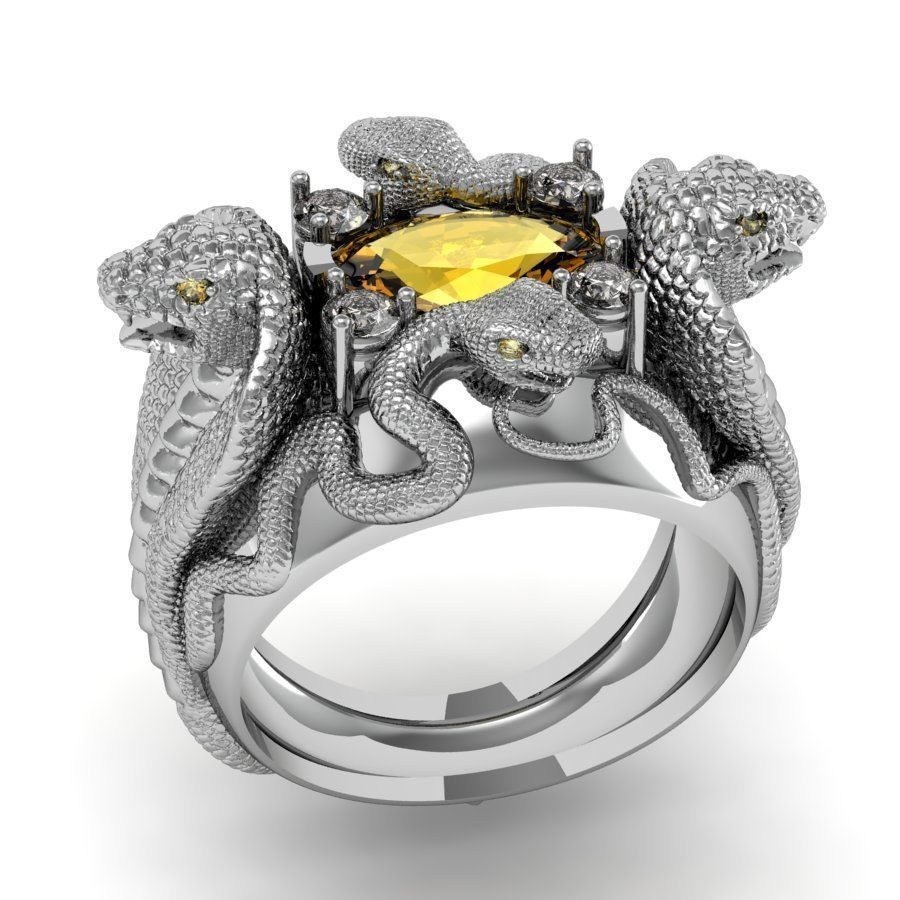 ring four snakes 3D print model_13