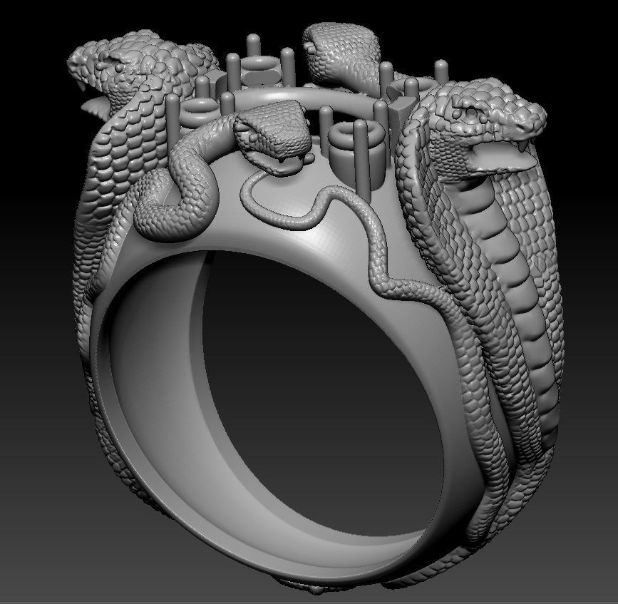 ring four snakes 3D print model_10