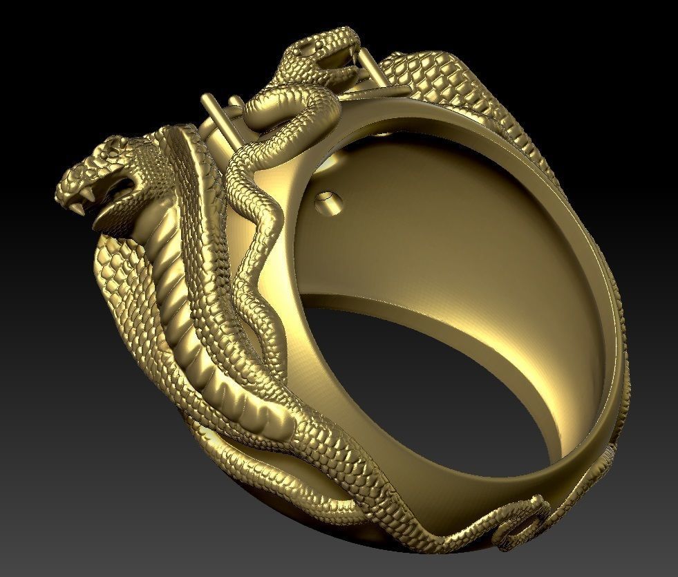 ring four snakes 3D print model_12