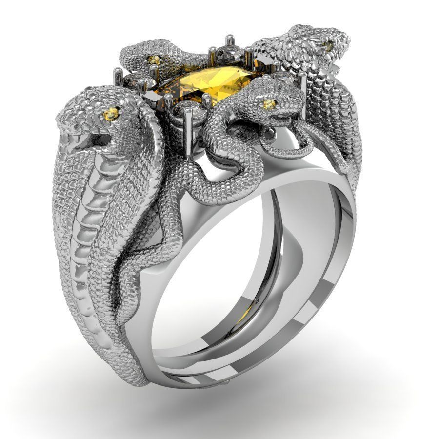 ring four snakes 3D print model_2