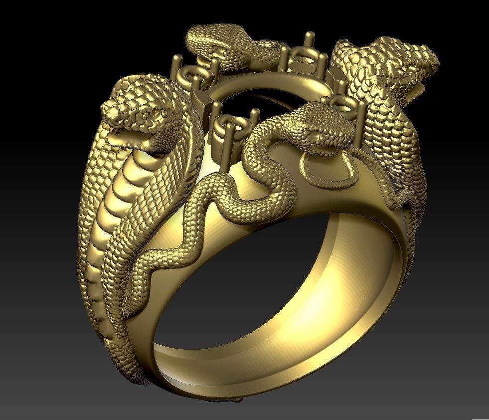 ring four snakes 3D print model_1