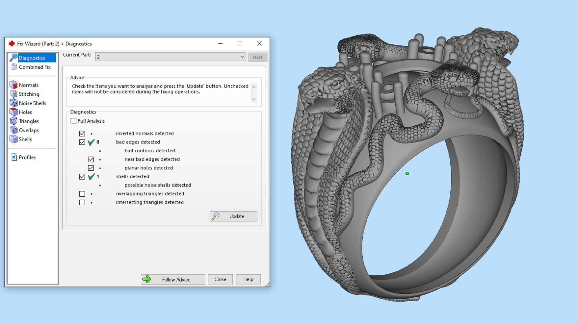 ring four snakes 3D print model_15