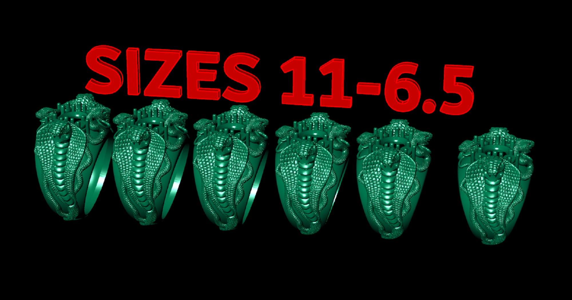 ring four snakes 3D print model_5
