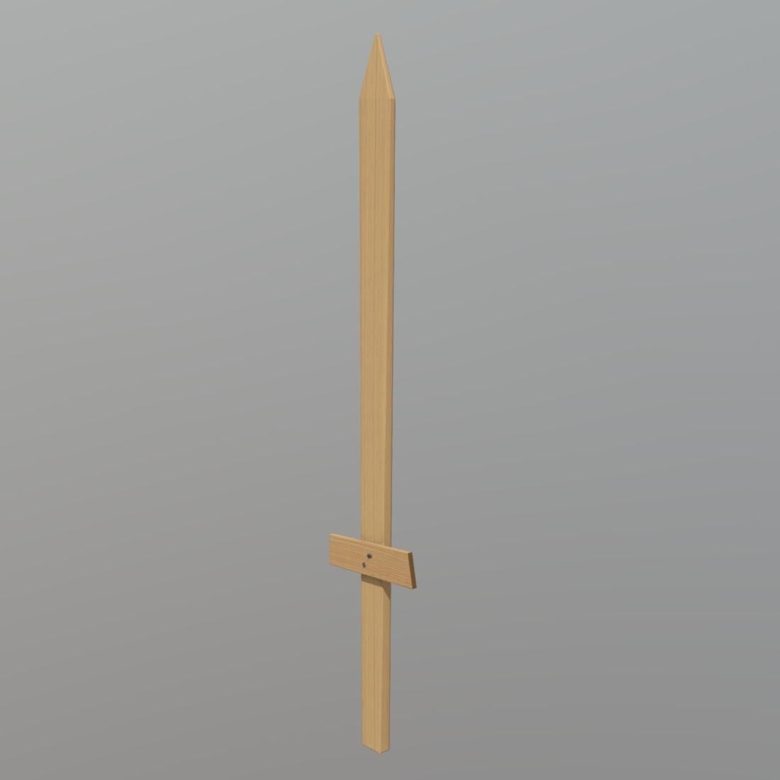 Wooden Sword Low-poly 3D model_2