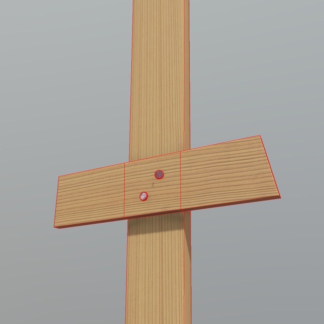Wooden Sword Low-poly 3D model_10