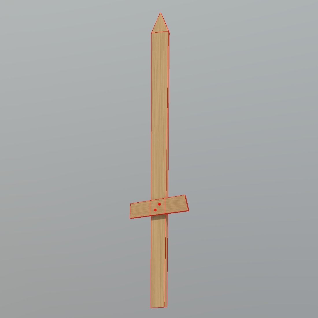 Wooden Sword Low-poly 3D model_1