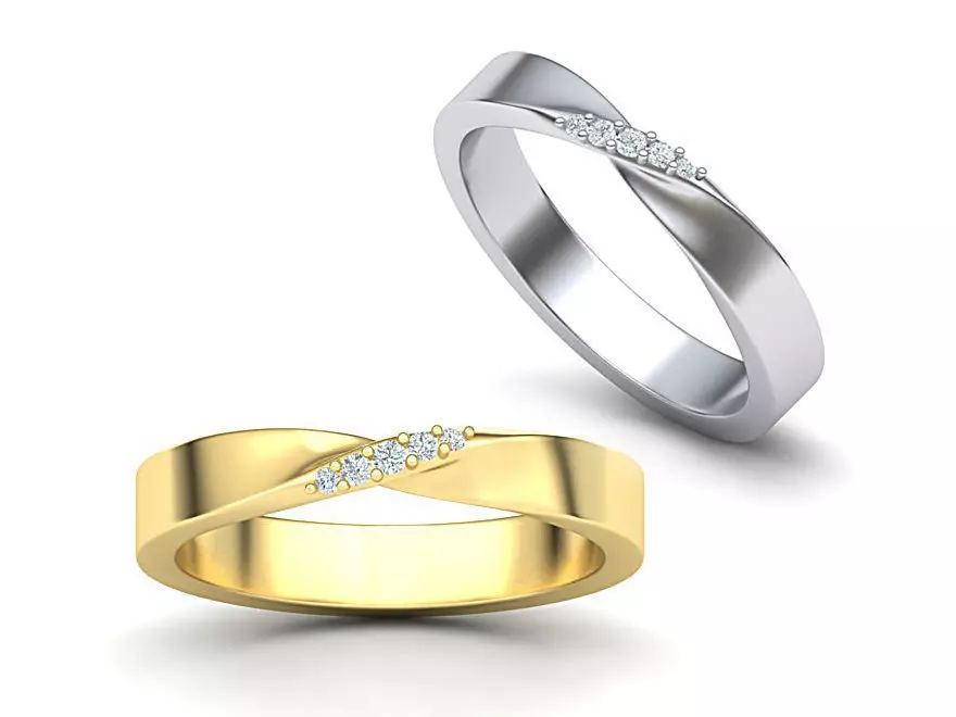 Mobius Wedding Ring with Stones 3dmodel 3D print model