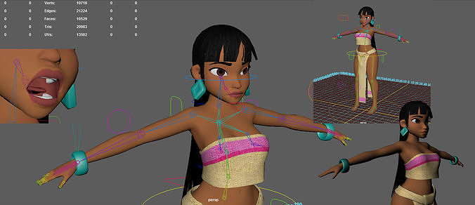 chel model t pose textured Low-poly 3D model
