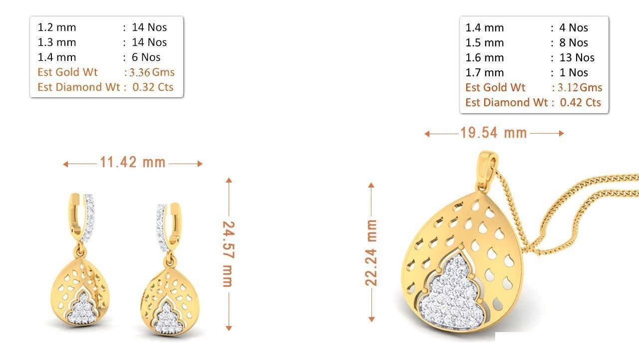 90 Pendant Earrings Set 3dm Stl printable 3D print model_62