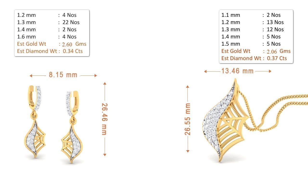 90 Pendant Earrings Set 3dm Stl printable 3D print model_46