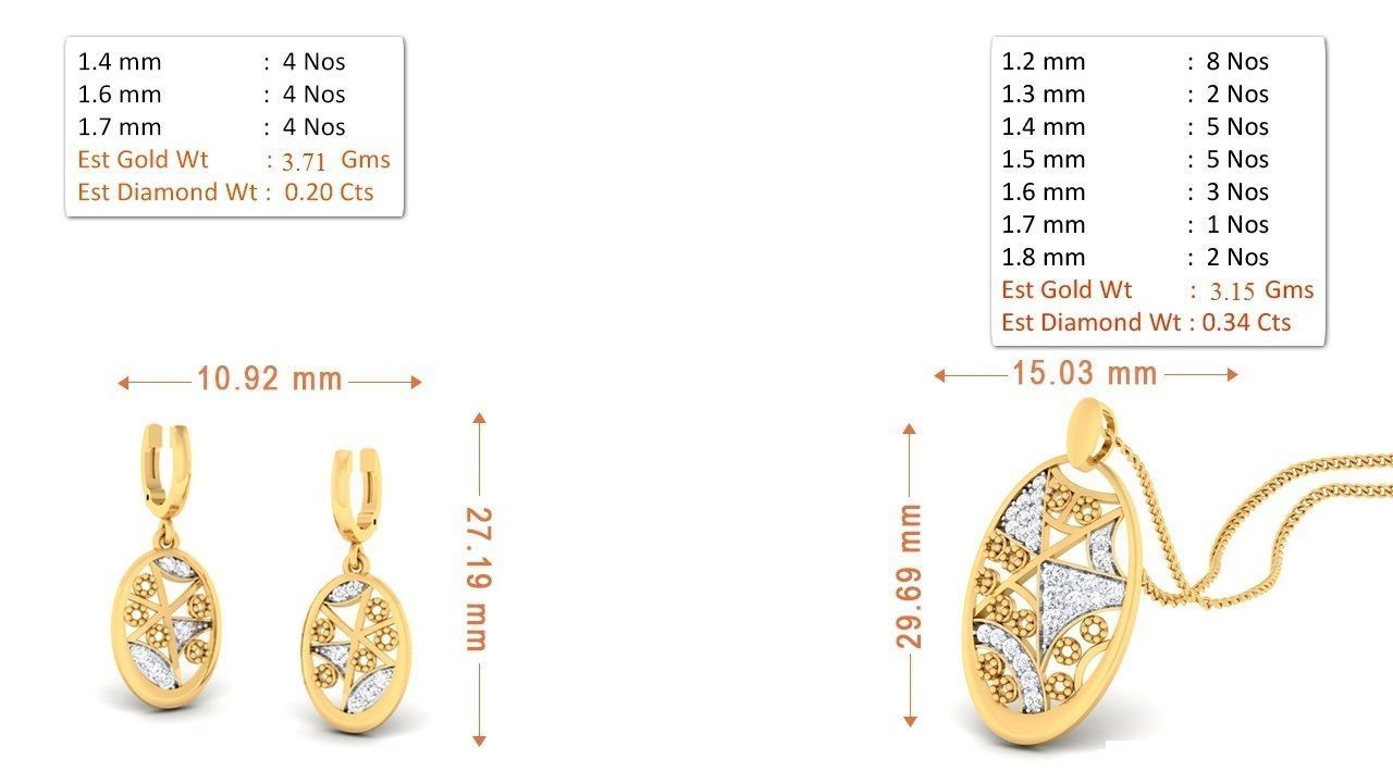 90 Pendant Earrings Set 3dm Stl printable 3D print model_44