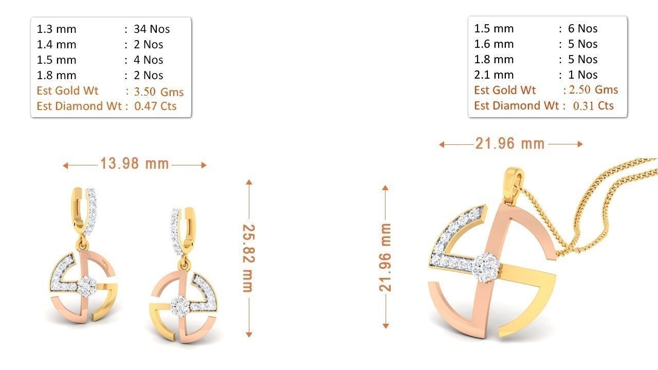 90 Pendant Earrings Set 3dm Stl printable 3D print model_33