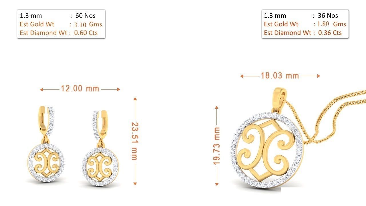 90 Pendant Earrings Set 3dm Stl printable 3D print model_67