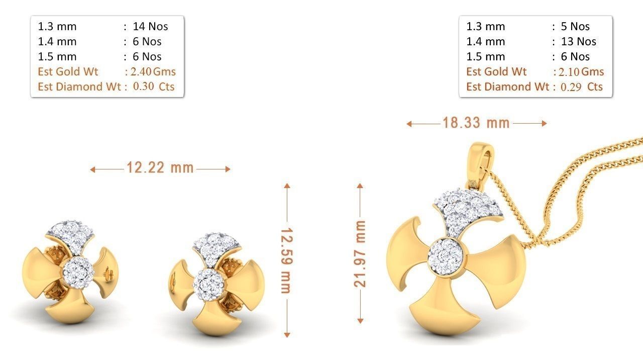 90 Pendant Earrings Set 3dm Stl printable 3D print model_12