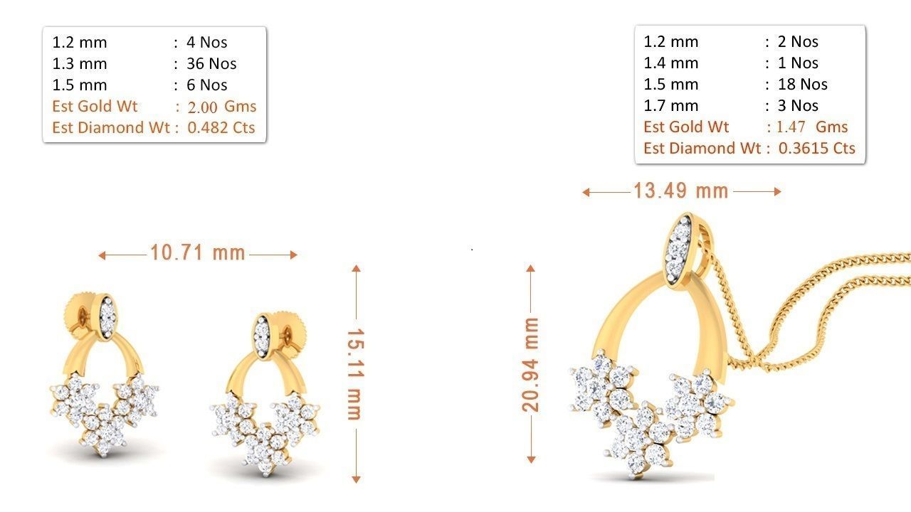 90 Pendant Earrings Set 3dm Stl printable 3D print model_24