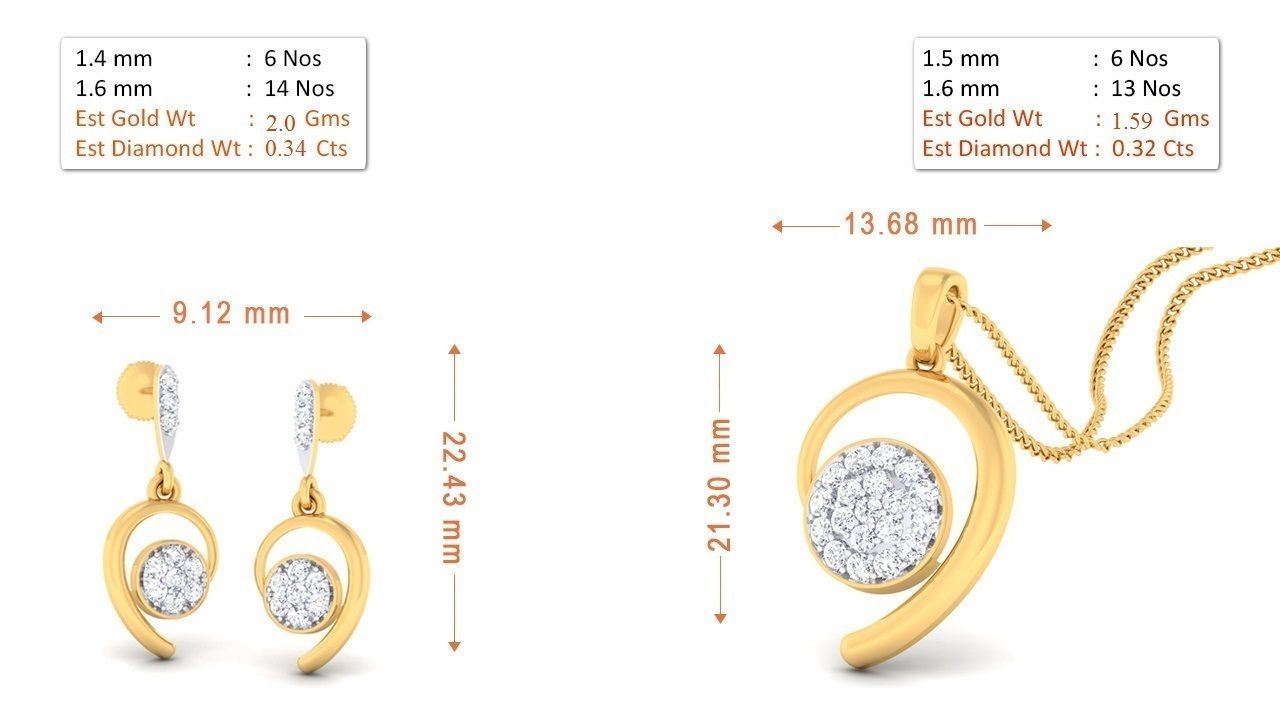 90 Pendant Earrings Set 3dm Stl printable 3D print model_8