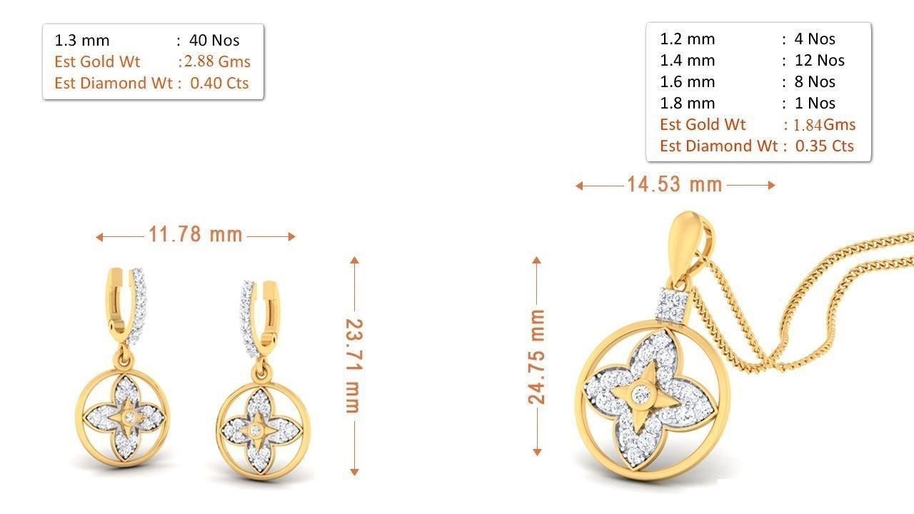 90 Pendant Earrings Set 3dm Stl printable 3D print model_15