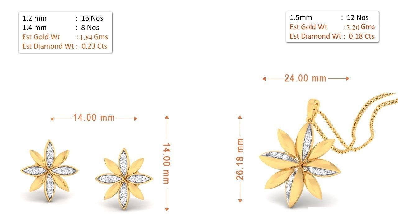 90 Pendant Earrings Set 3dm Stl printable 3D print model_31