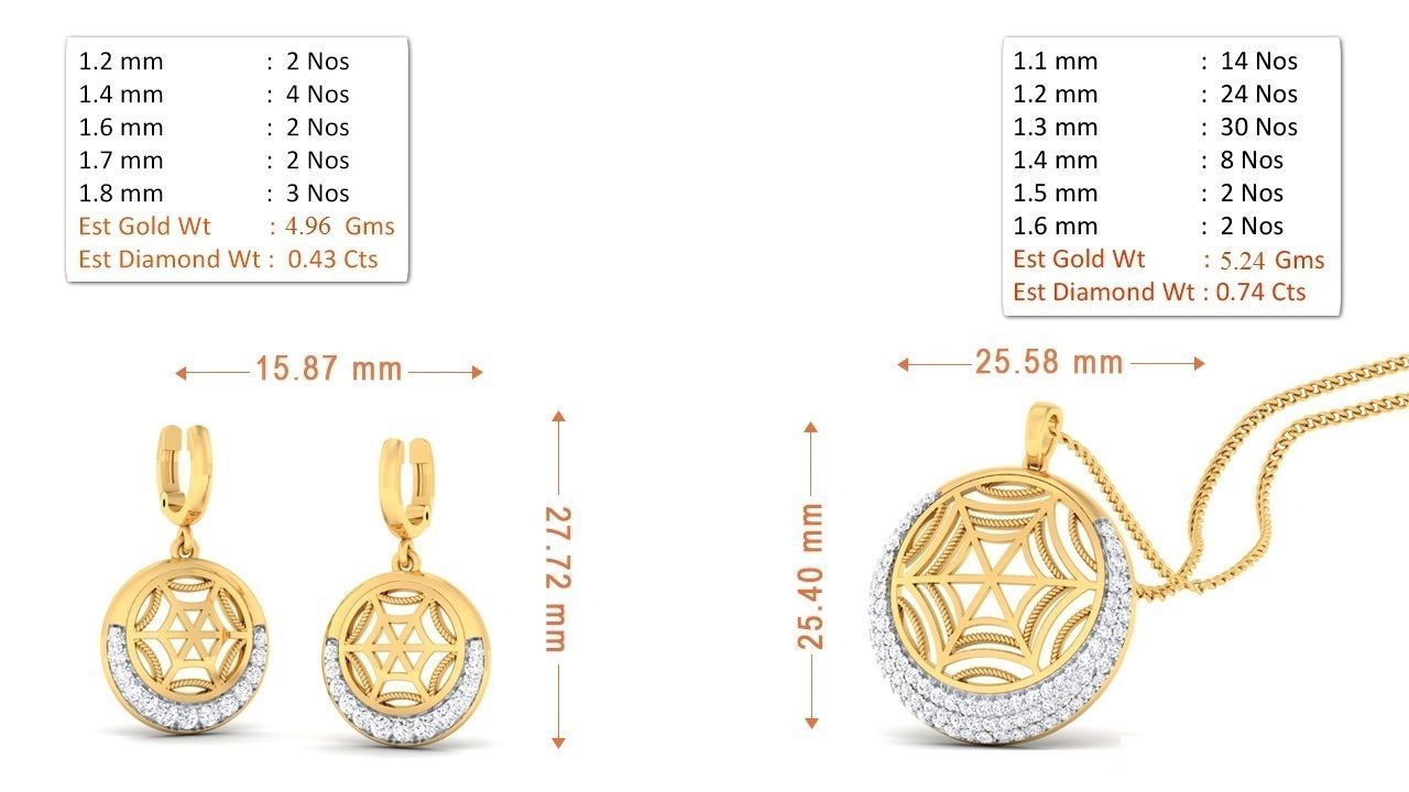 90 Pendant Earrings Set 3dm Stl printable 3D print model_45