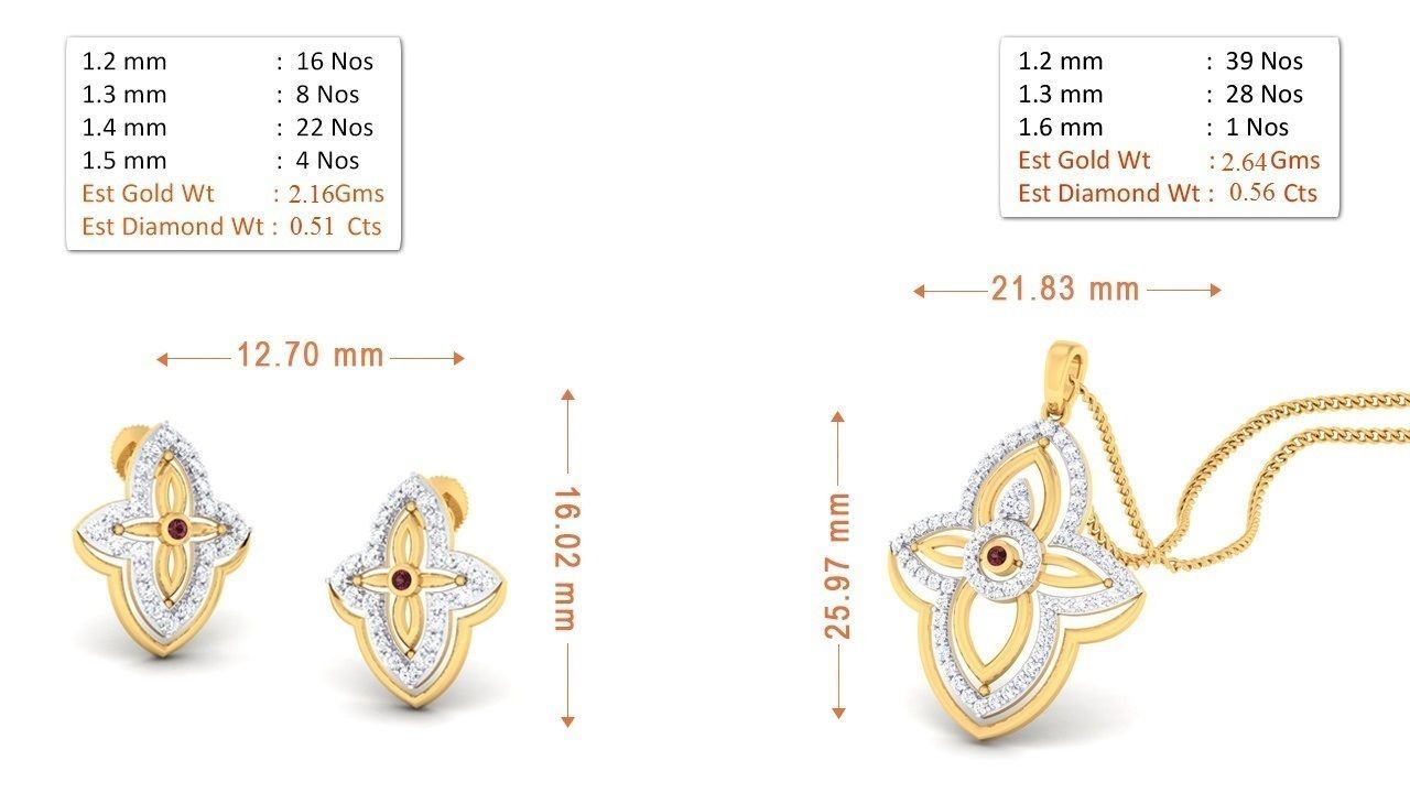 90 Pendant Earrings Set 3dm Stl printable 3D print model_77