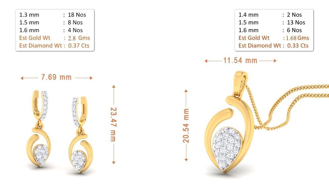 90 Pendant Earrings Set 3dm Stl printable 3D print model_9