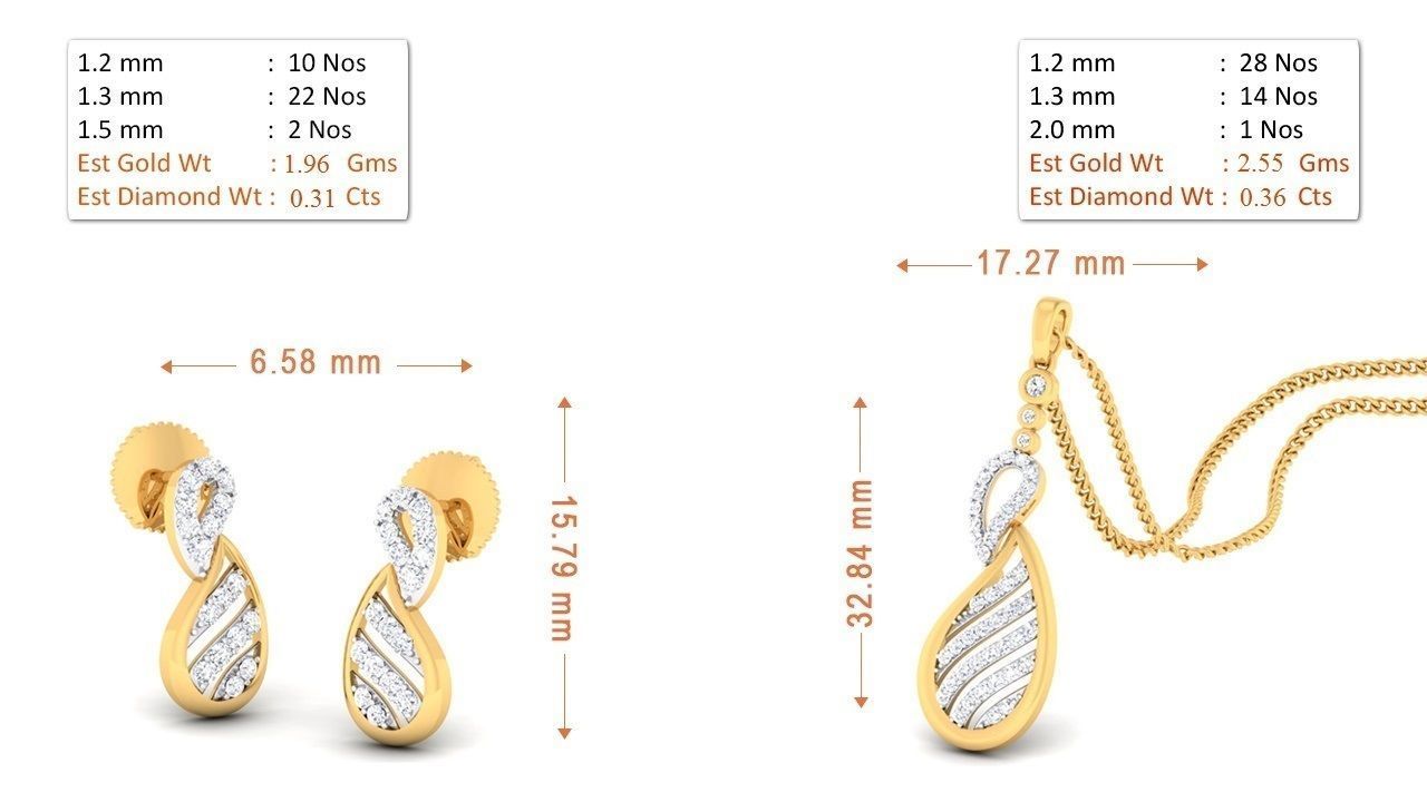 90 Pendant Earrings Set 3dm Stl printable 3D print model_2