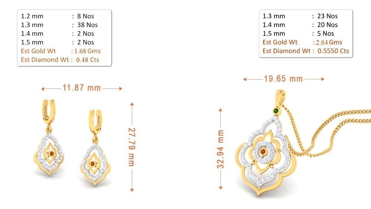 90 Pendant Earrings Set 3dm Stl printable 3D print model_75