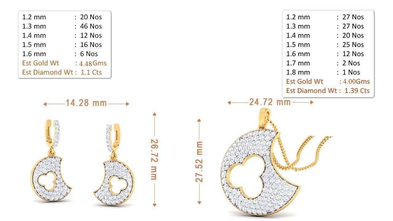 90 Pendant Earrings Set 3dm Stl printable 3D print model_32