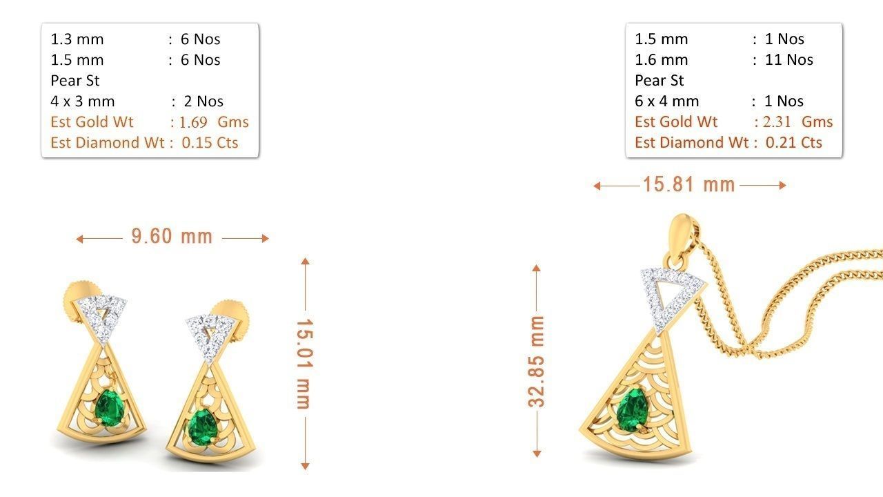 90 Pendant Earrings Set 3dm Stl printable 3D print model_53