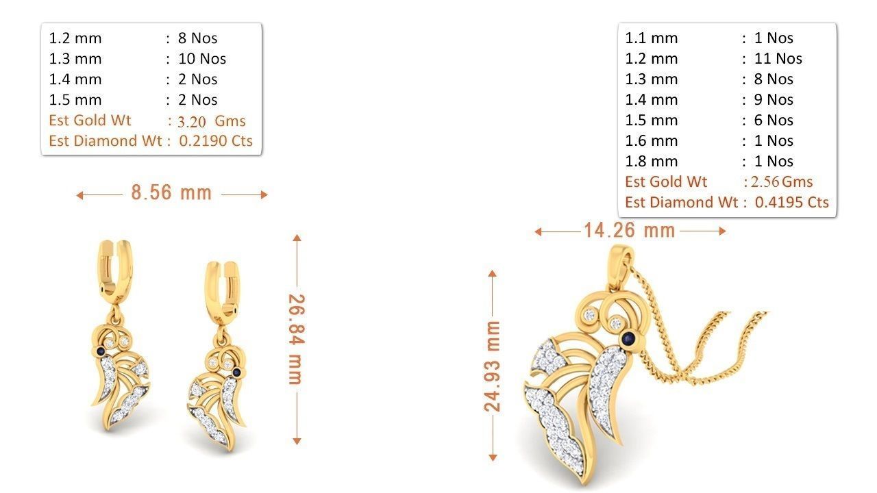 90 Pendant Earrings Set 3dm Stl printable 3D print model_57