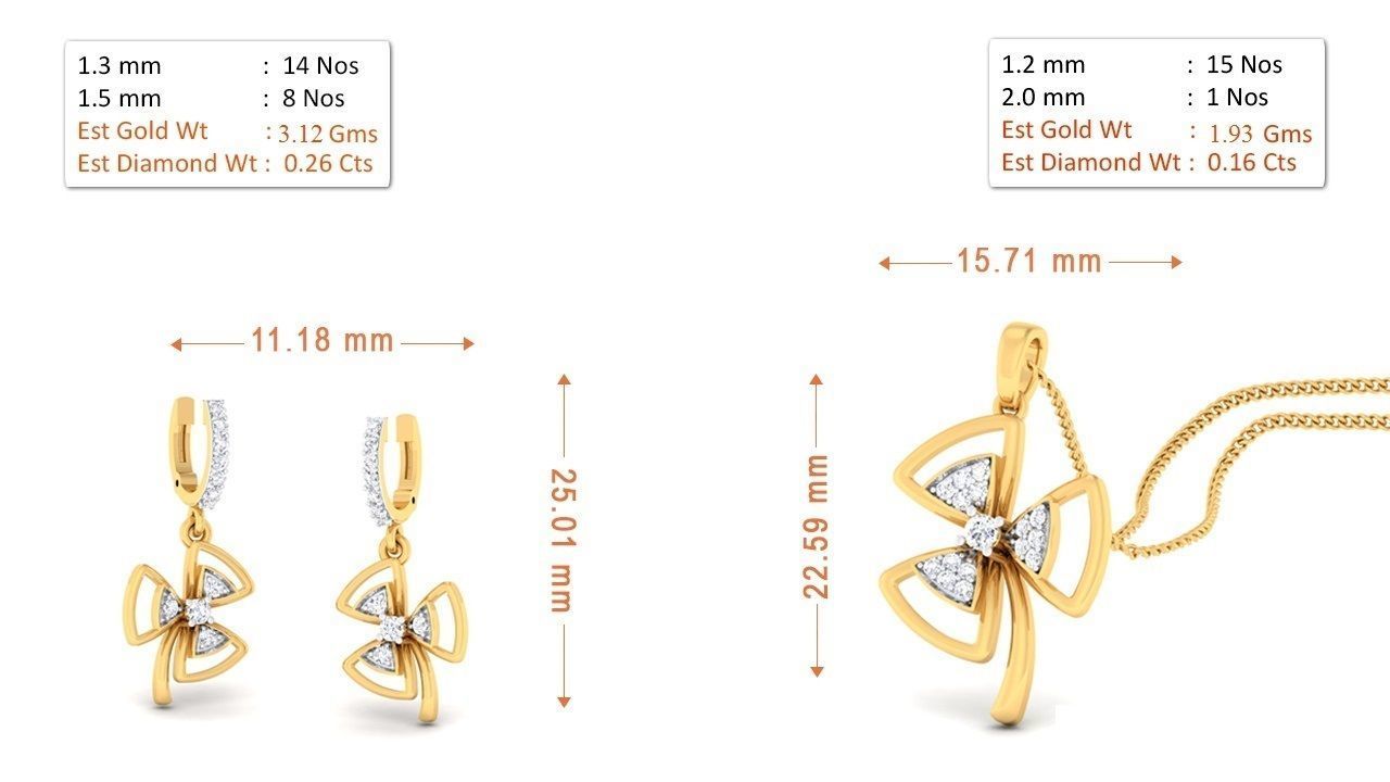 90 Pendant Earrings Set 3dm Stl printable 3D print model_34
