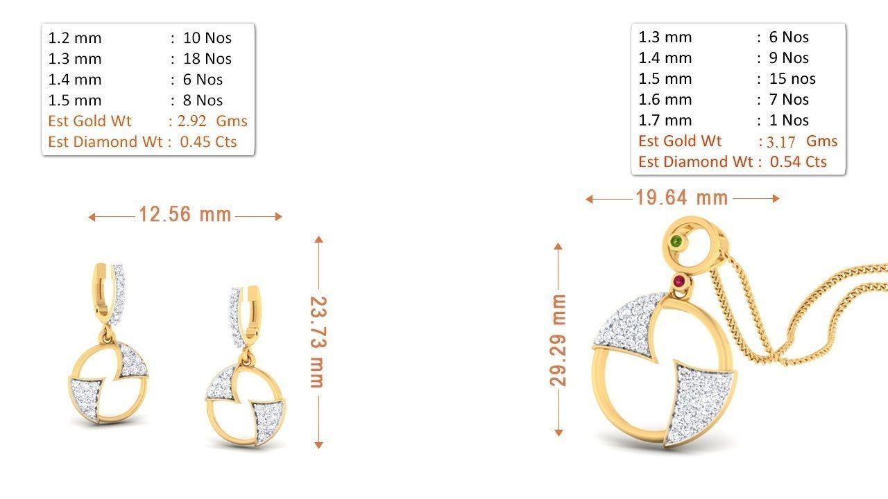 90 Pendant Earrings Set 3dm Stl printable 3D print model_71