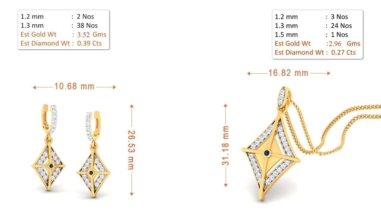 90 Pendant Earrings Set 3dm Stl printable 3D print model_63