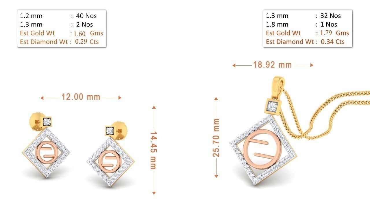 90 Pendant Earrings Set 3dm Stl printable 3D print model_69