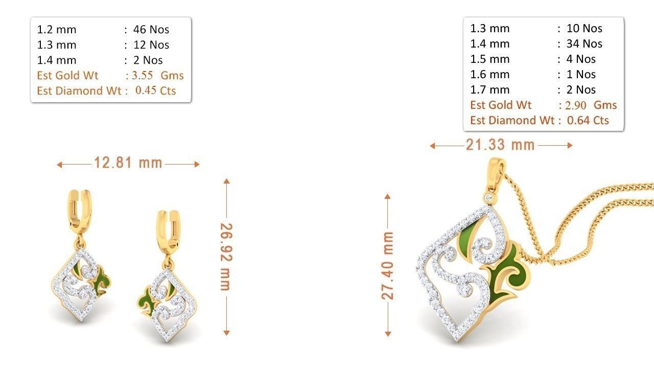 90 Pendant Earrings Set 3dm Stl printable 3D print model_55