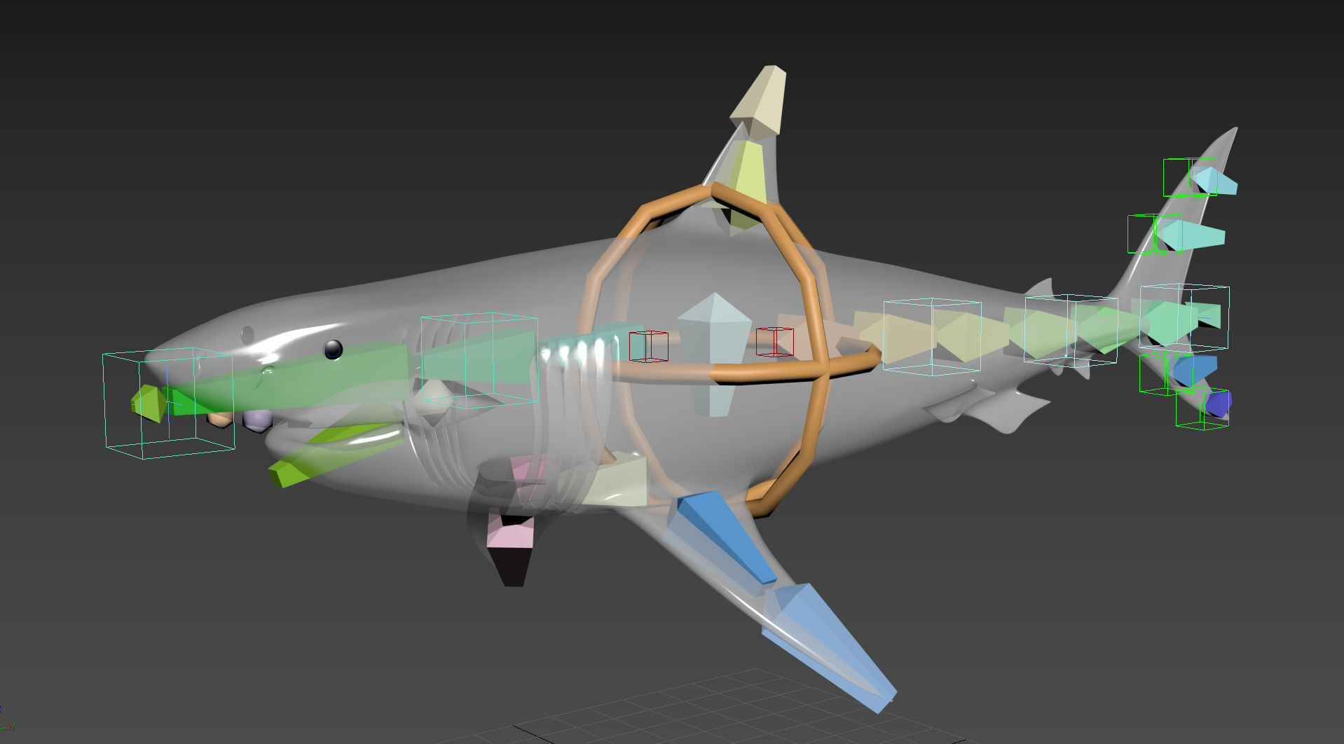 Megalodon - 3d animated Great White Shark ancestor Low-poly 3D model_10