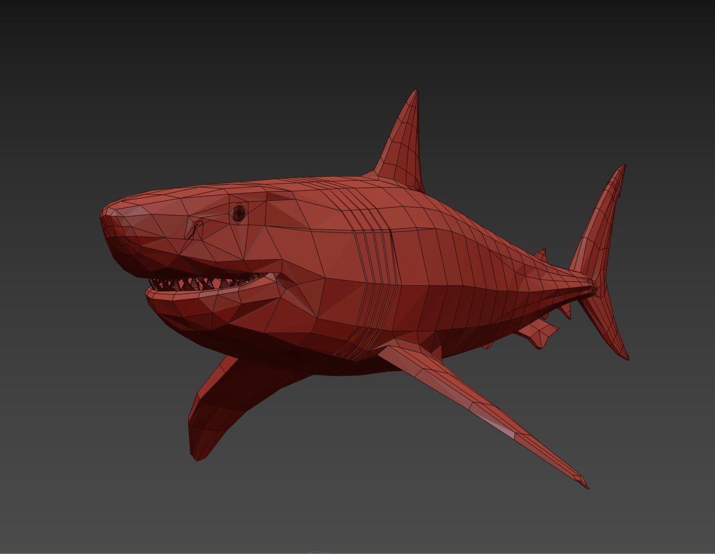Megalodon - 3d animated Great White Shark ancestor Low-poly 3D model_11
