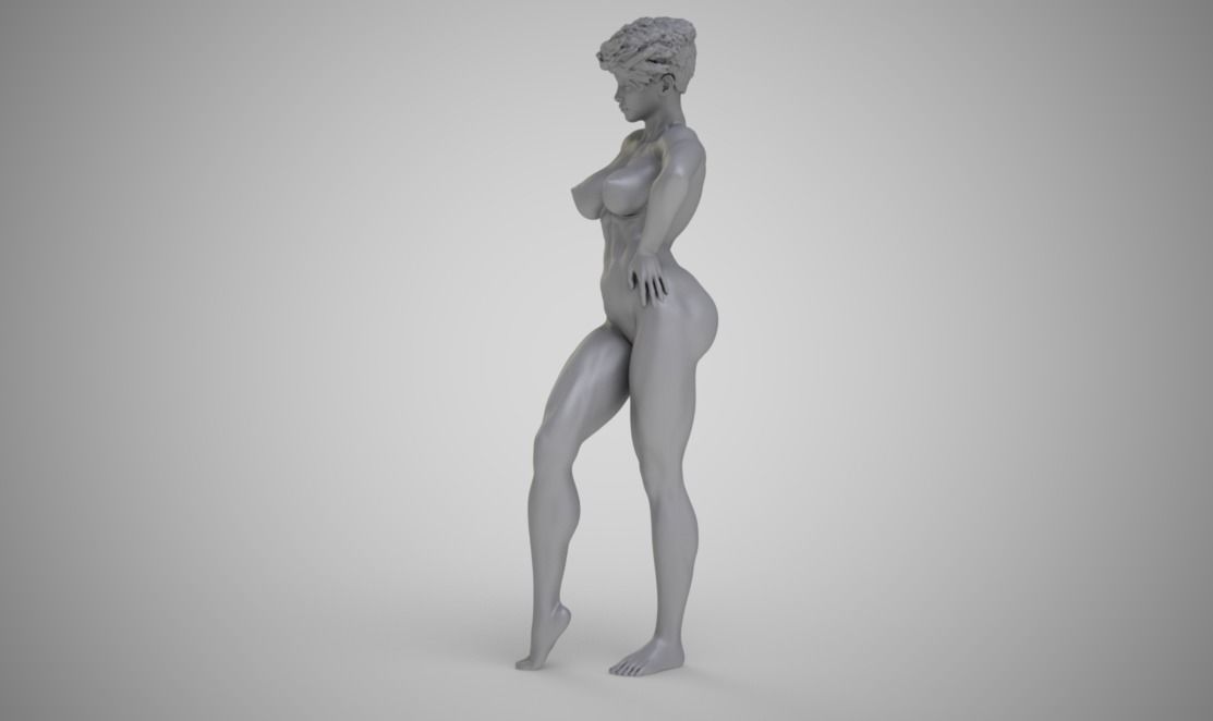 Muscular Woman 3D print model_4