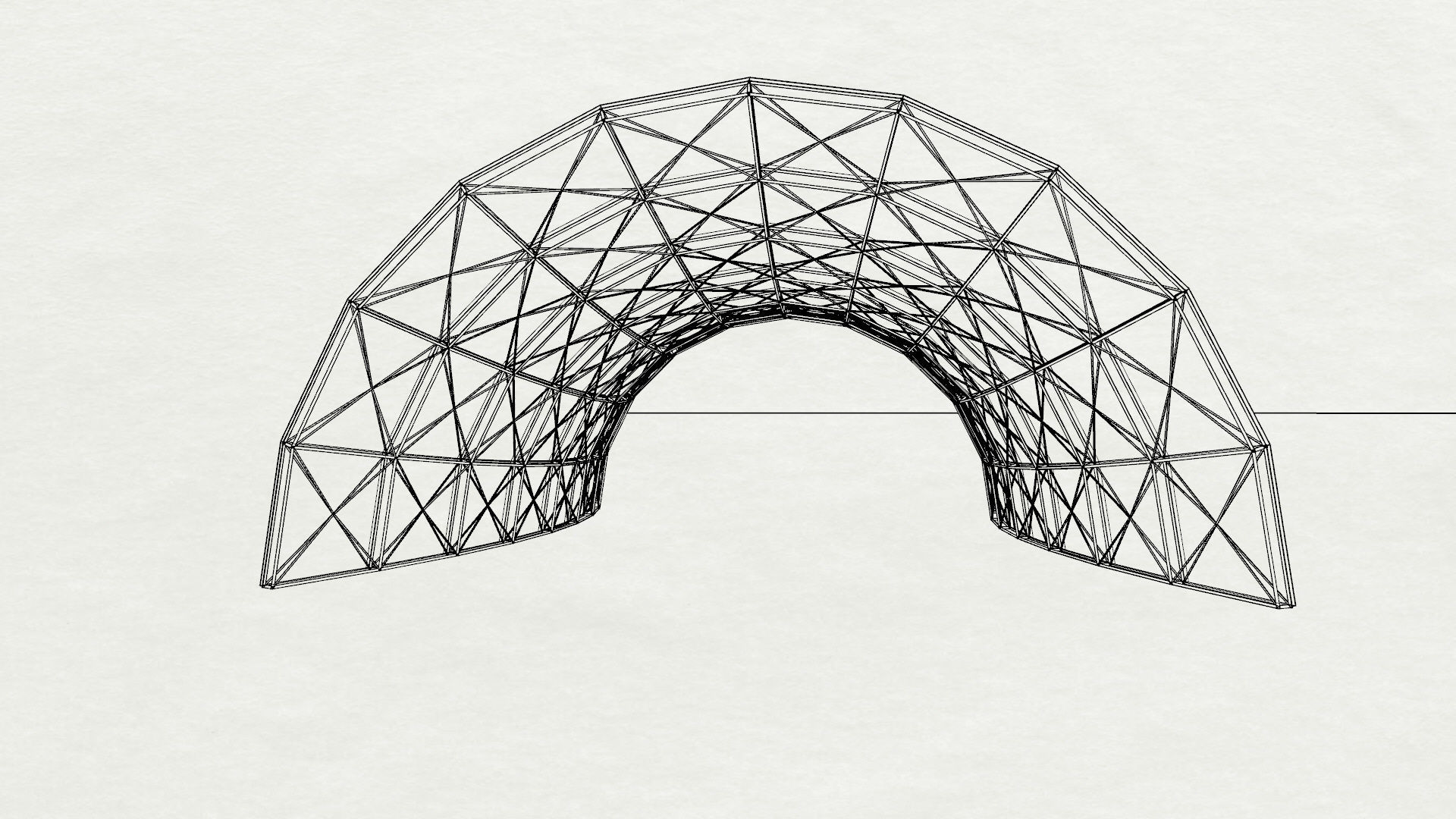 Architectural spaceframe arched structure  3D model_26