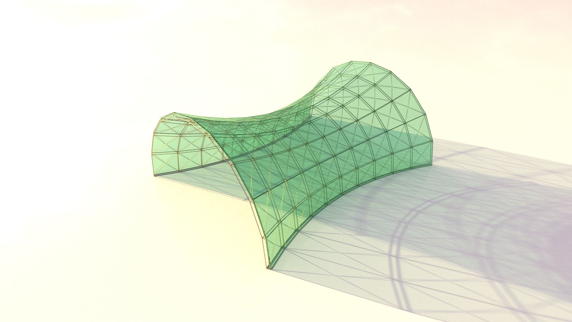 Architectural spaceframe arched structure  3D model_8