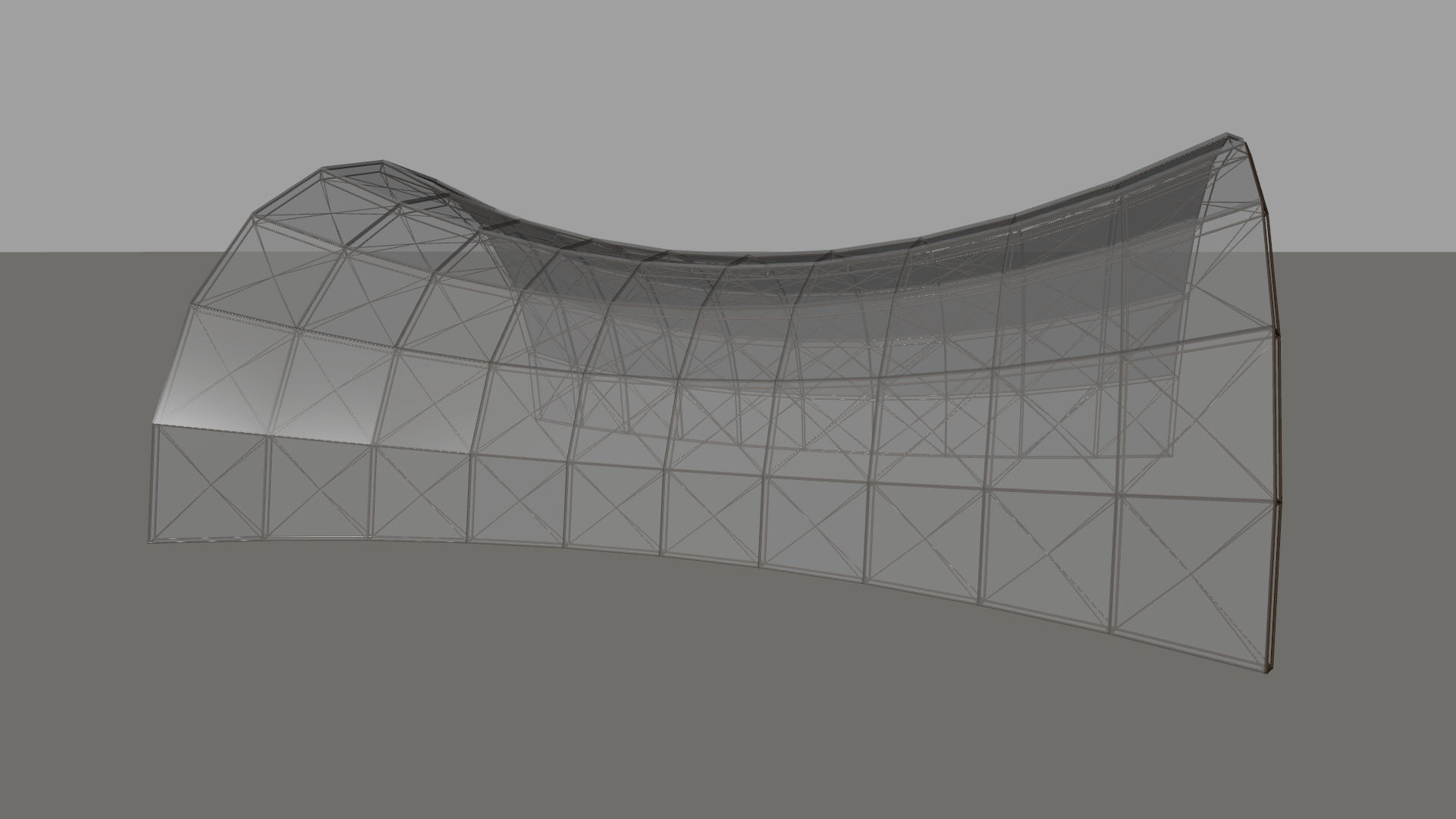 Architectural spaceframe arched structure  3D model_15
