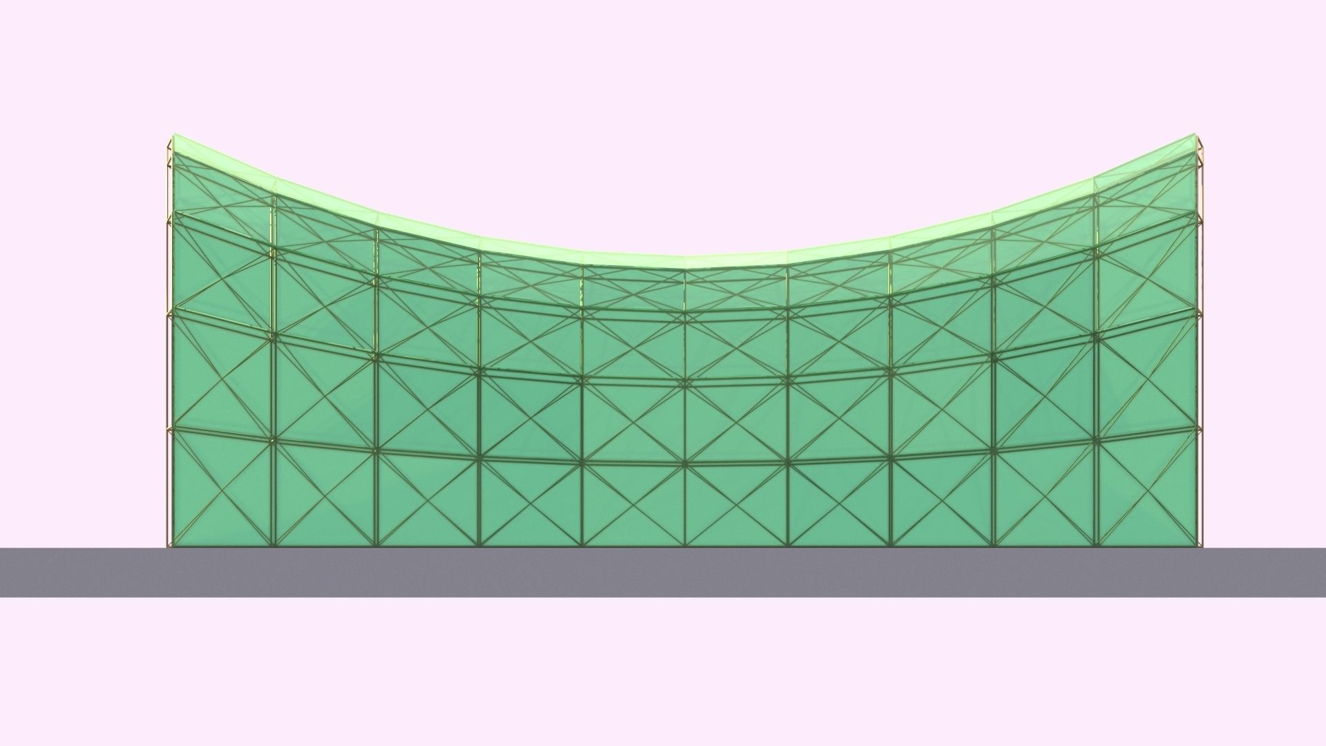Architectural spaceframe arched structure  3D model_6