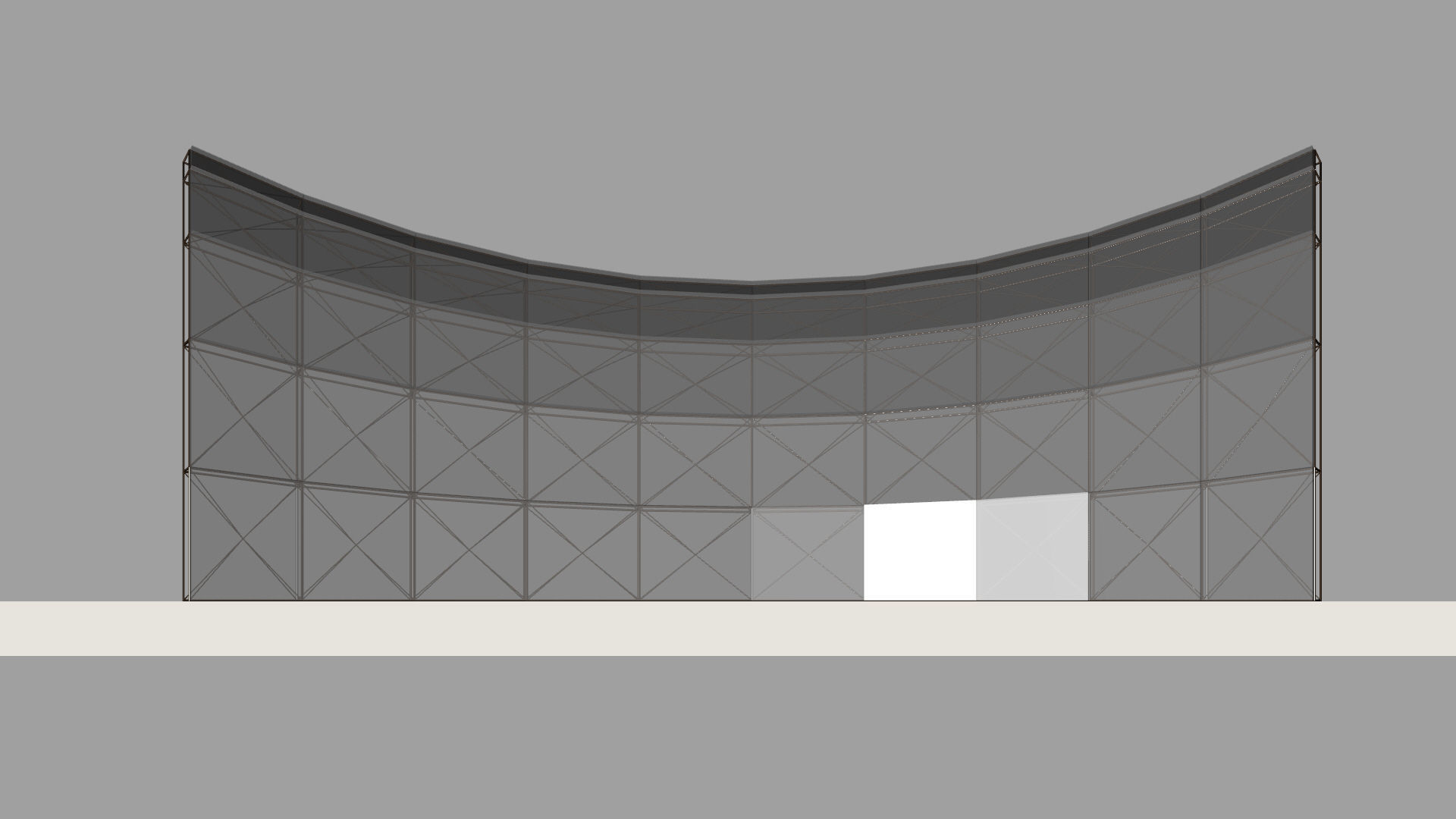Architectural spaceframe arched structure  3D model_16