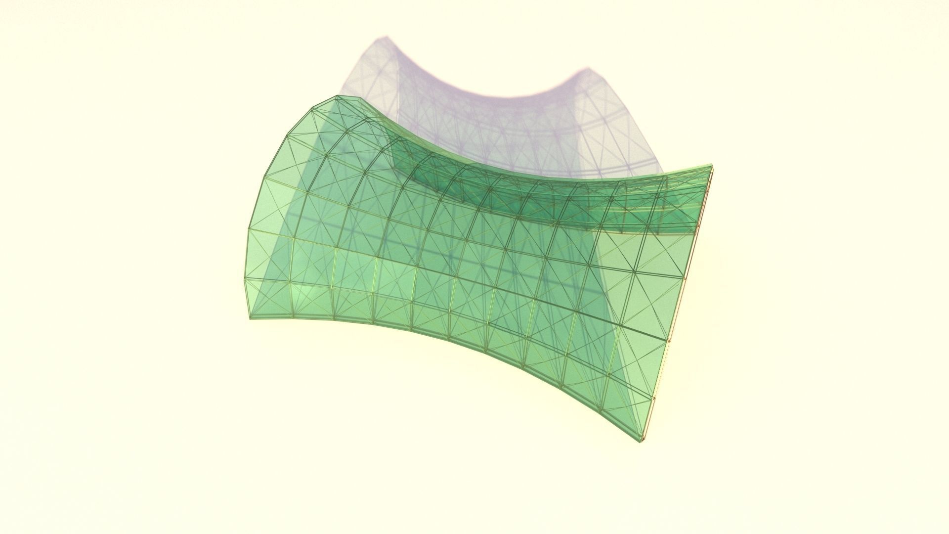 Architectural spaceframe arched structure  3D model_3