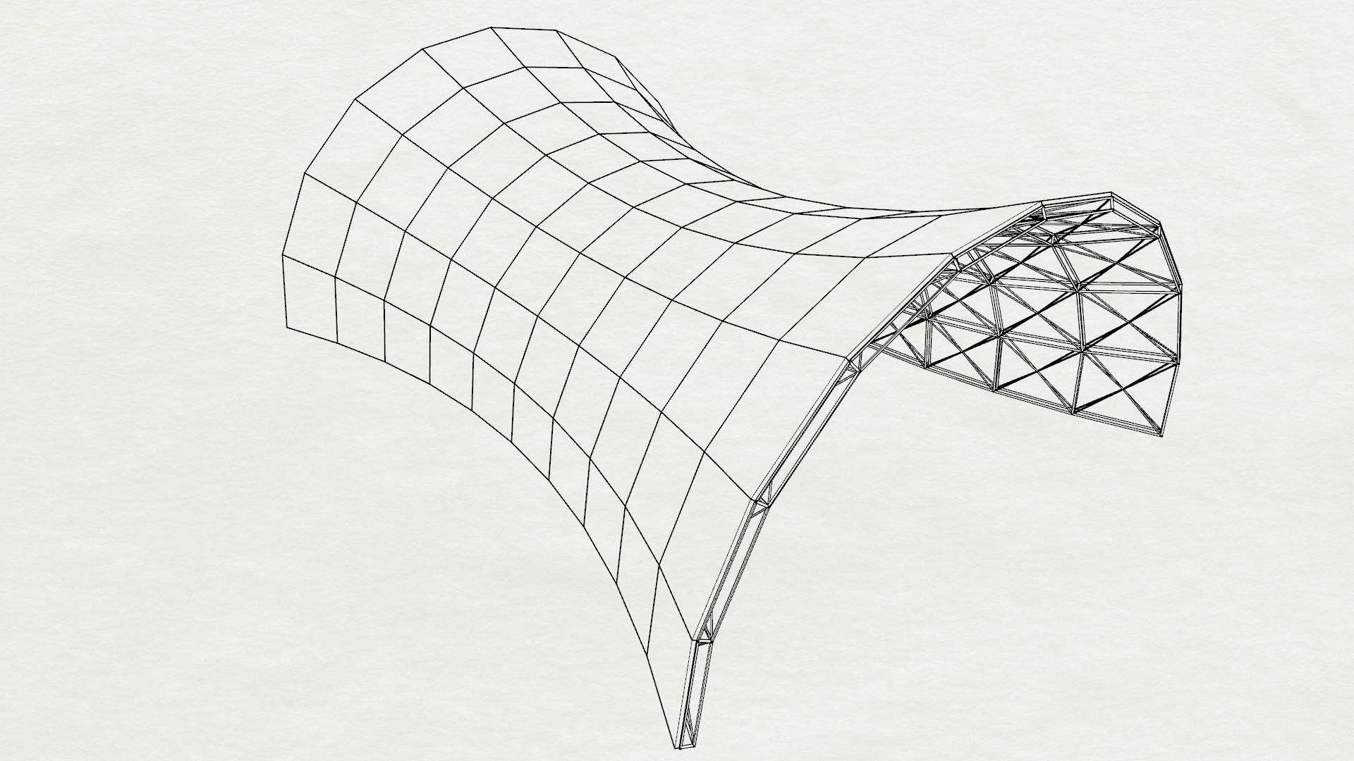 Architectural spaceframe arched structure  3D model_28