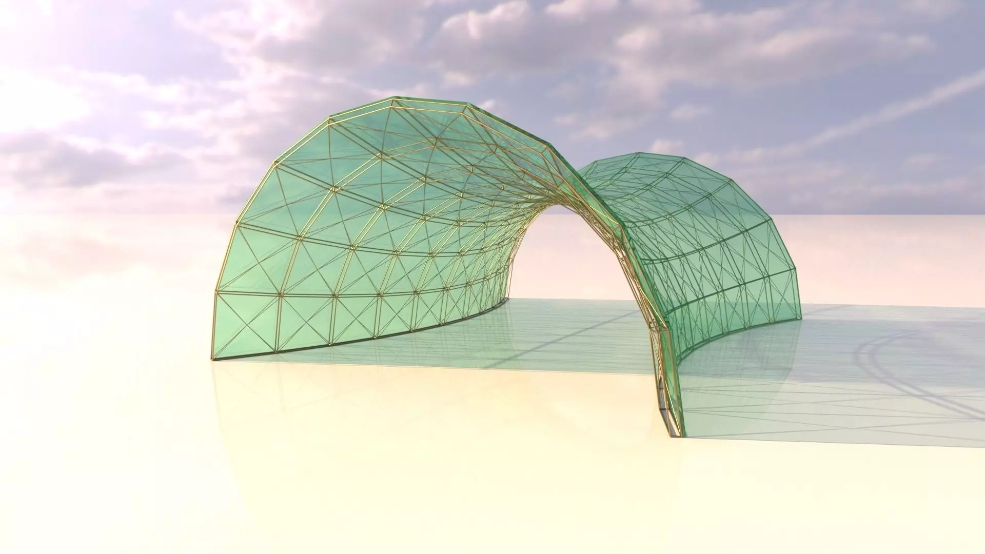 Architectural spaceframe arched structure  3D model_0