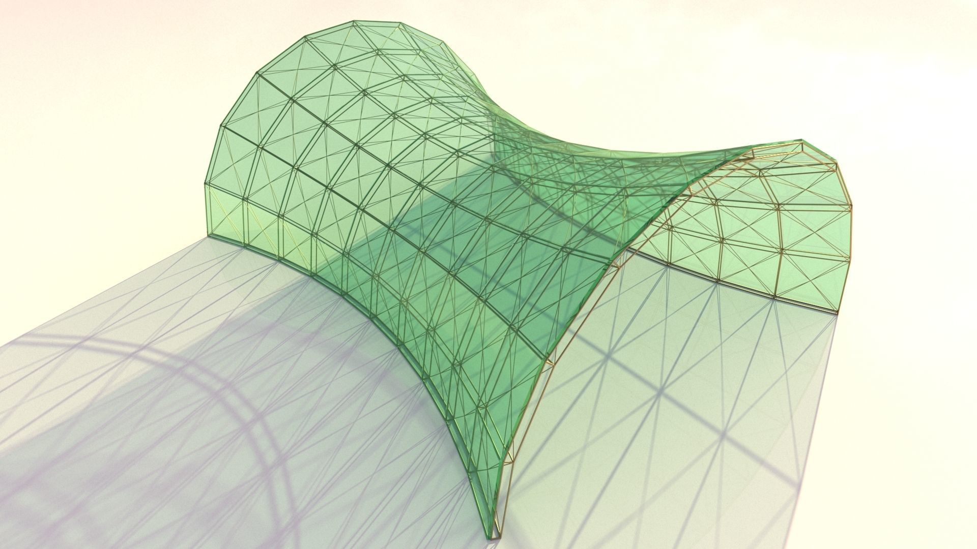 Architectural spaceframe arched structure  3D model_1
