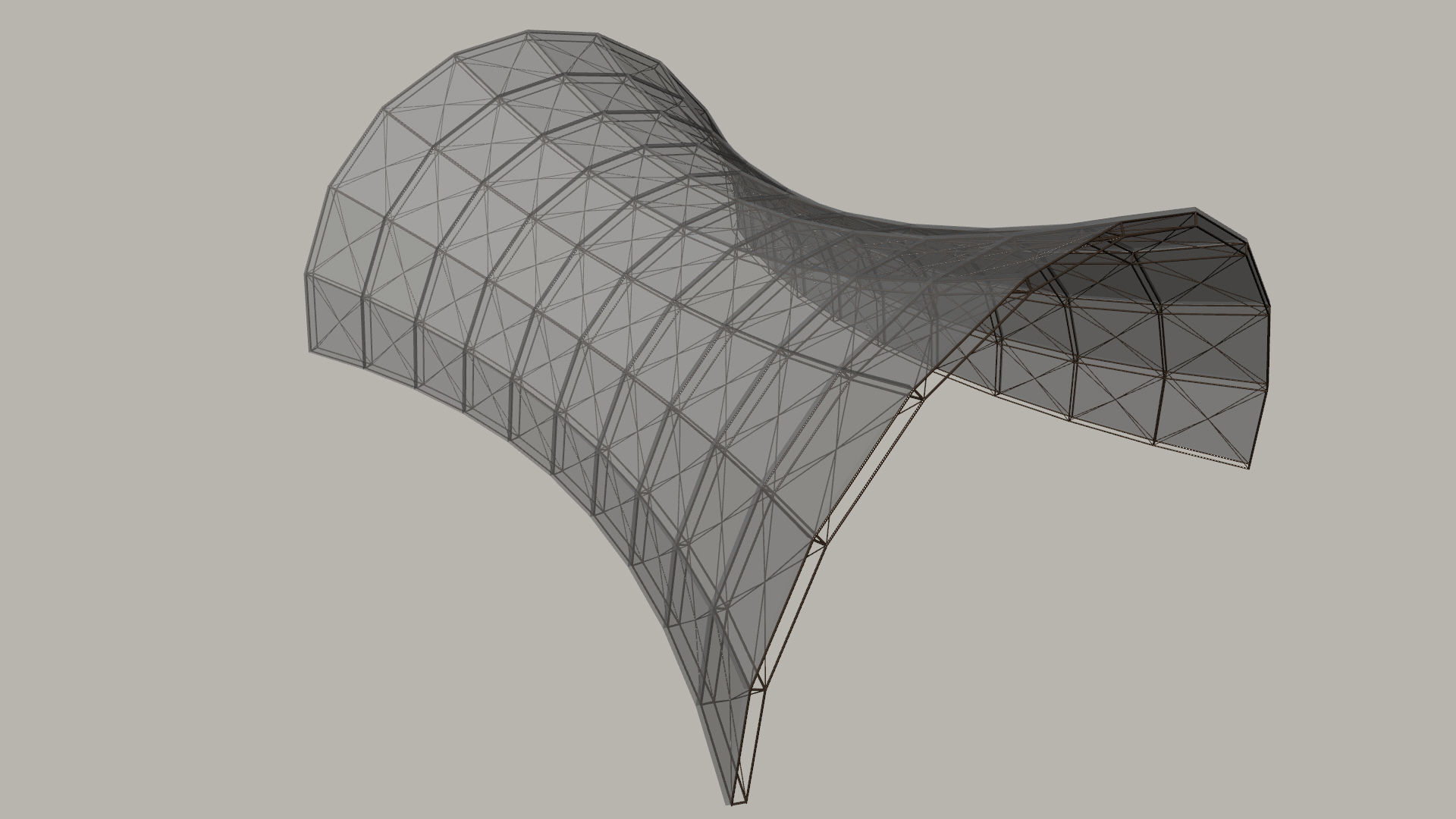 Architectural spaceframe arched structure  3D model_17