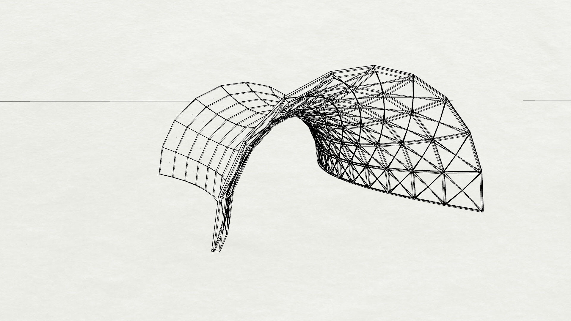 Architectural spaceframe arched structure  3D model_23