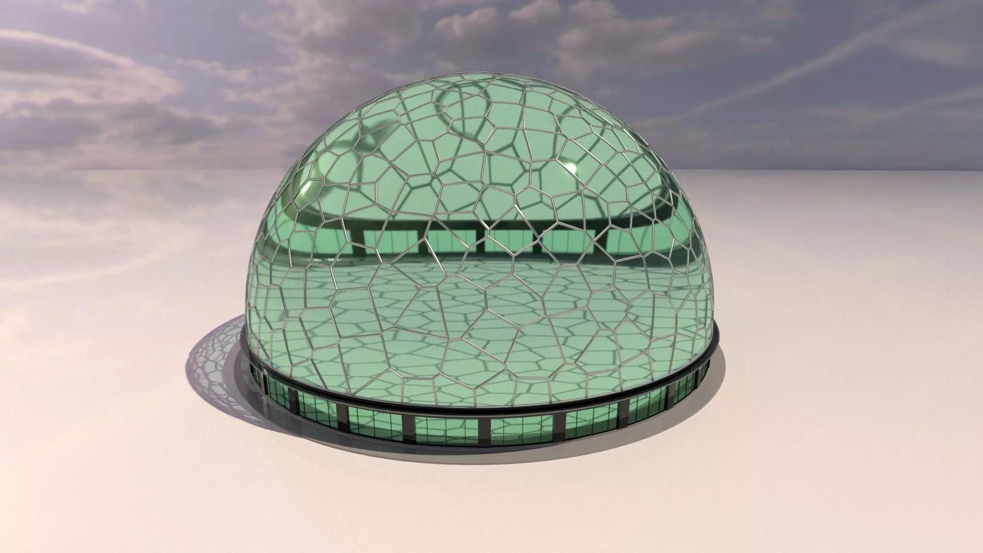 Voronoi building exterior structure and base 3D model_0
